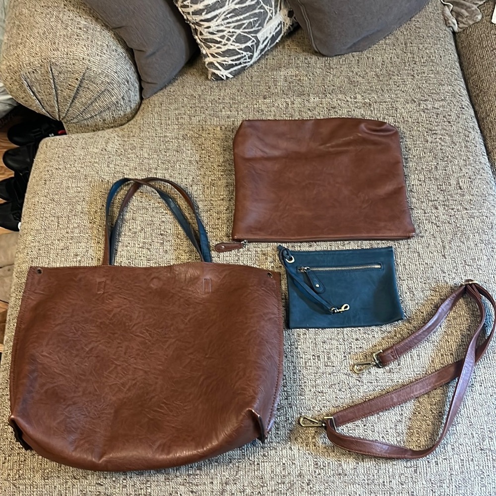 Free People Reversible Vegan Leather Tote